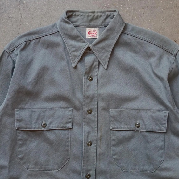 1940s Cowden Gray Twill Shirt Union Made Sanforized Workwear - Picture 3 of 10